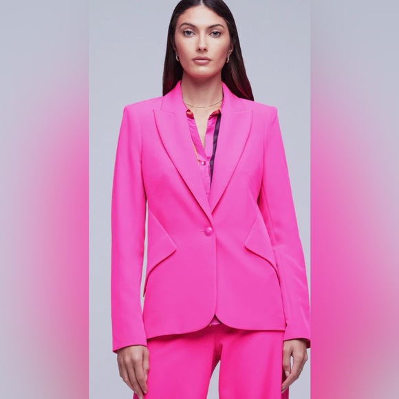 NWT L’AGENCE CHAMBERLAIN PEAK LAPEL BLAZER IN PINK GLO SIZE 12 - Picture 5 of 10